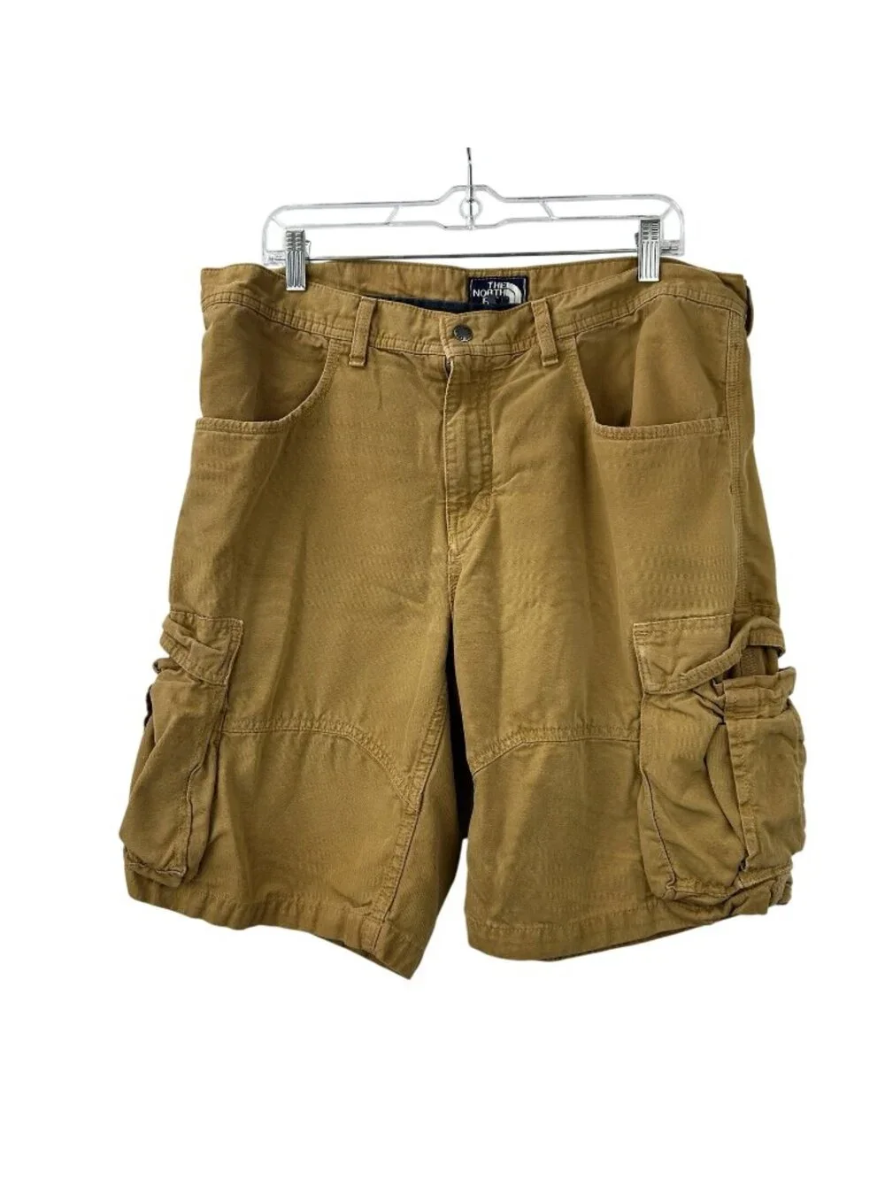 VTG The North Face Cotton Ripstop Cargo Shorts Men's 36R Gold Hiking Camping